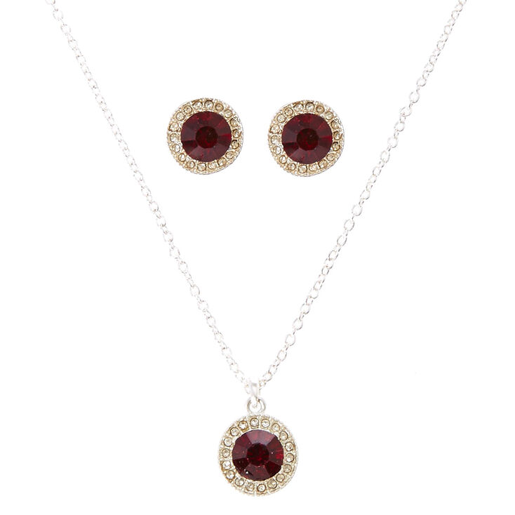 Round Red Cubic Zirconia Jewelry Set,