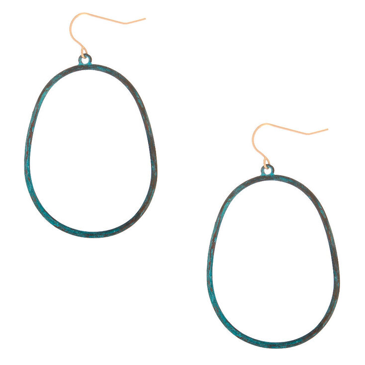 2" Patina Oval Drop Earrings,