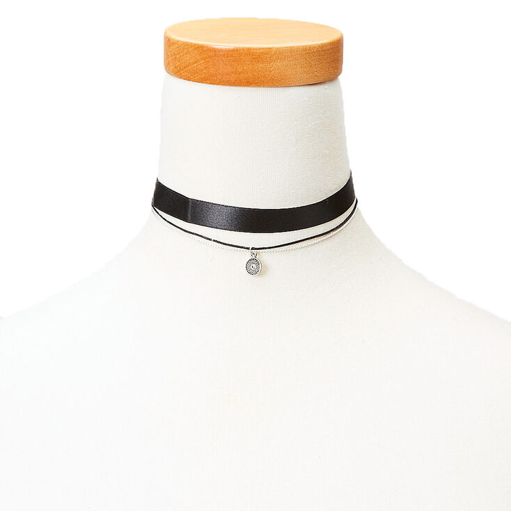 Silver & Black Choker Set,