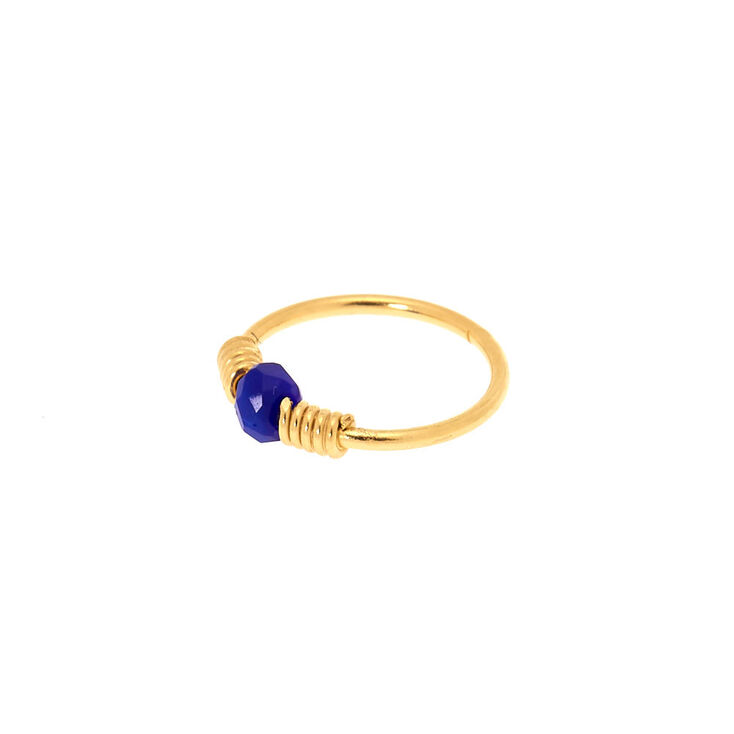 Sterling Silver Gold 22G Bead Nose Ring - Navy,
