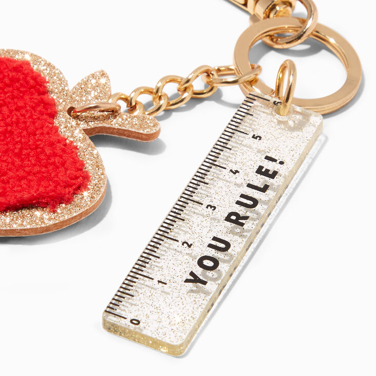 &quot;You Rule&quot; Red Apple Teacher Keychain,