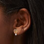 Gold Flower Cubic Zirconia Charm Stud Earrings,