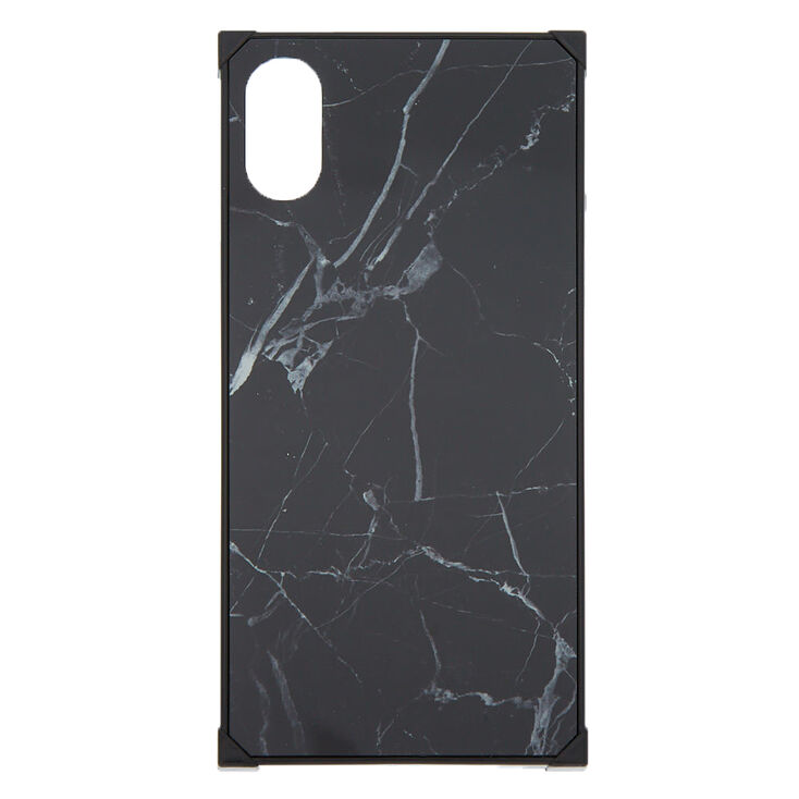 Black Marble Square Phone Case - Fits iPhone X/XS,