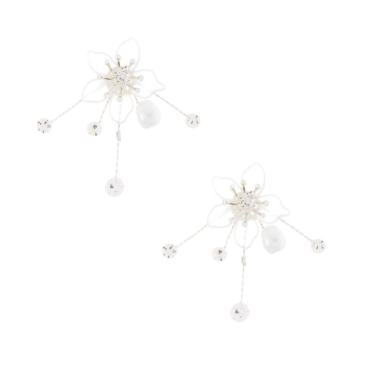Frosted Flower Burst Stud Earrings - White,