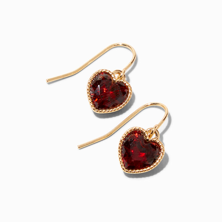 Red Heart 0.5&quot; Gold Drop Earrings,