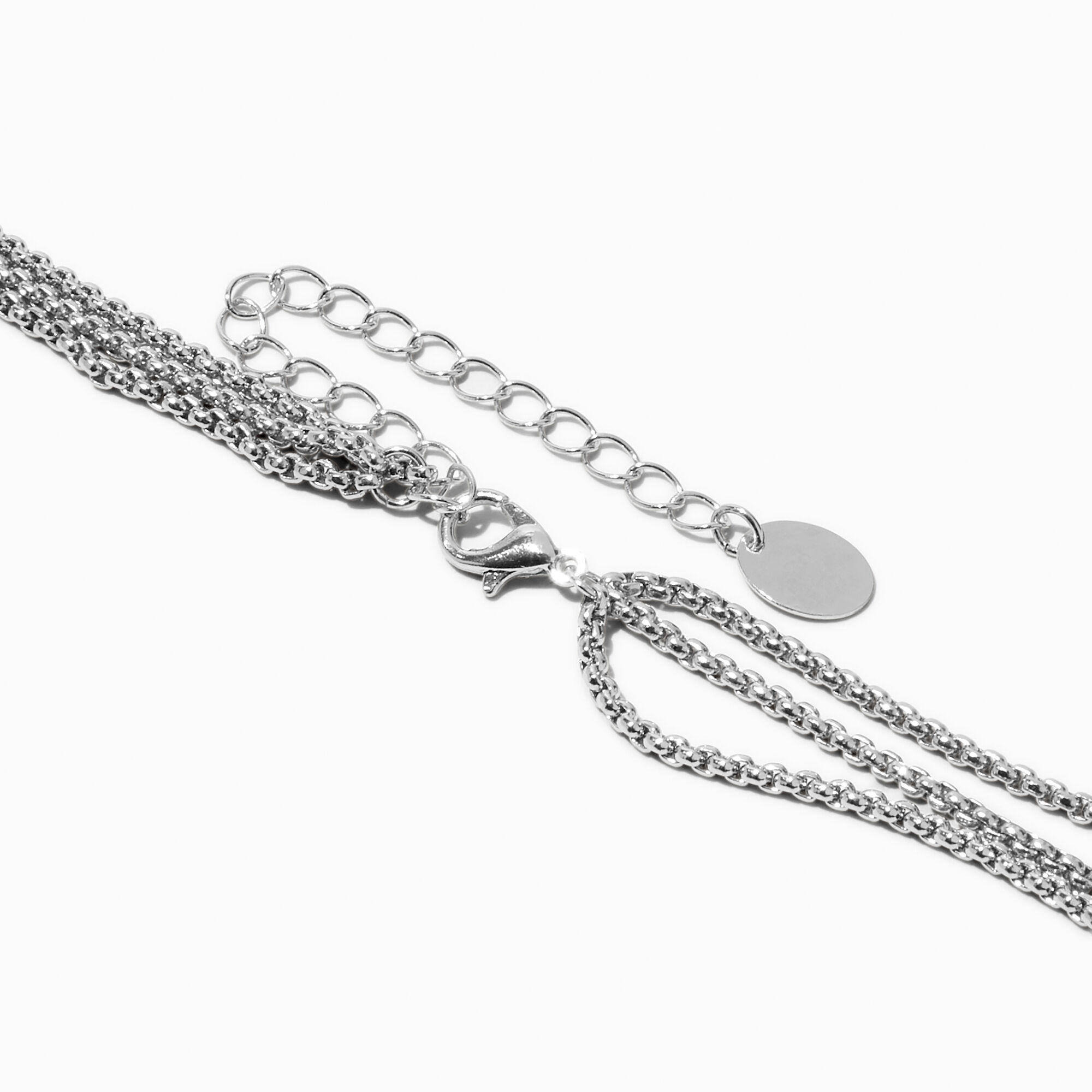Silver Bolo Chain Multi Strand Necklace Icing US