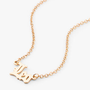 Gold Gothic Zodiac Pendant Necklace - Leo,