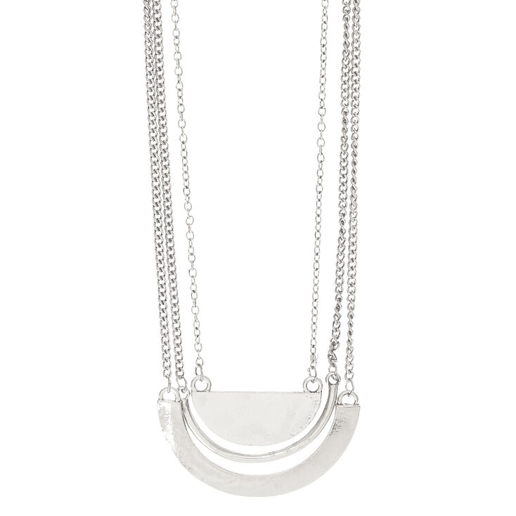 Silver Layered Chain Necklace,
