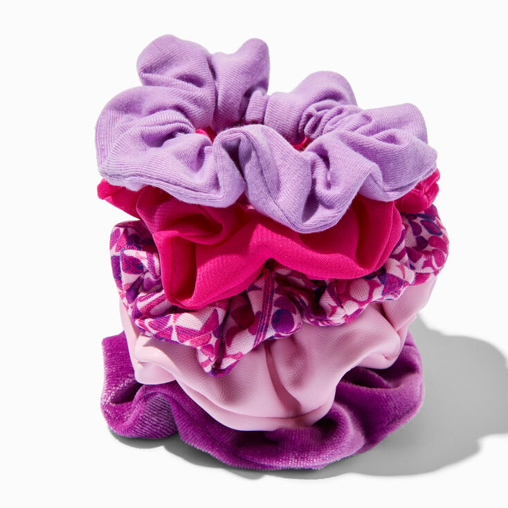 Purple Geometric Hair Scrunchies - 5 Pack,