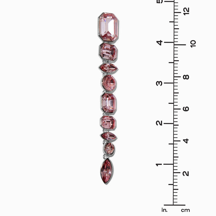 Faceted Pink Gemstone 4&quot; Linear Drop Earrings,