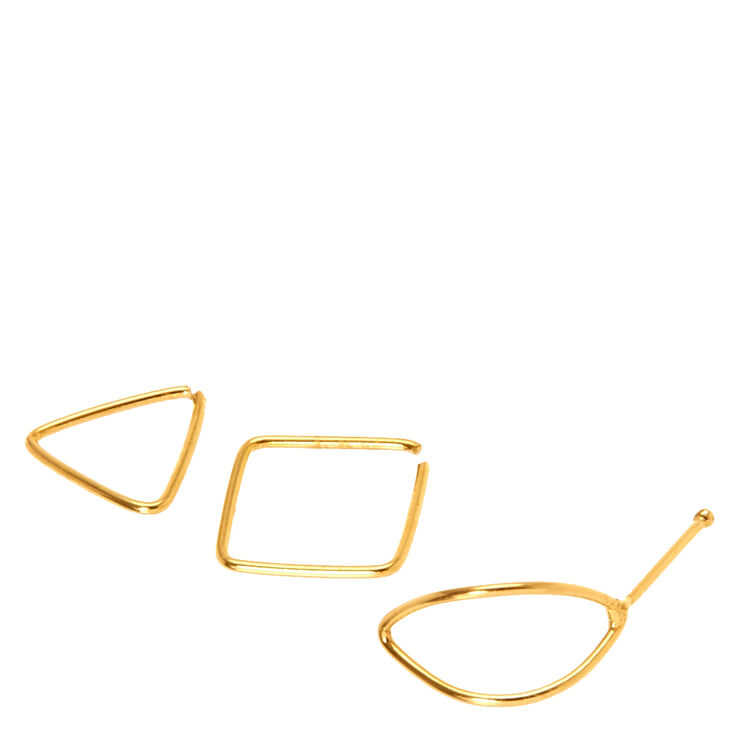 925 Sterling Silver Mixed Shapes Nose Hoops,