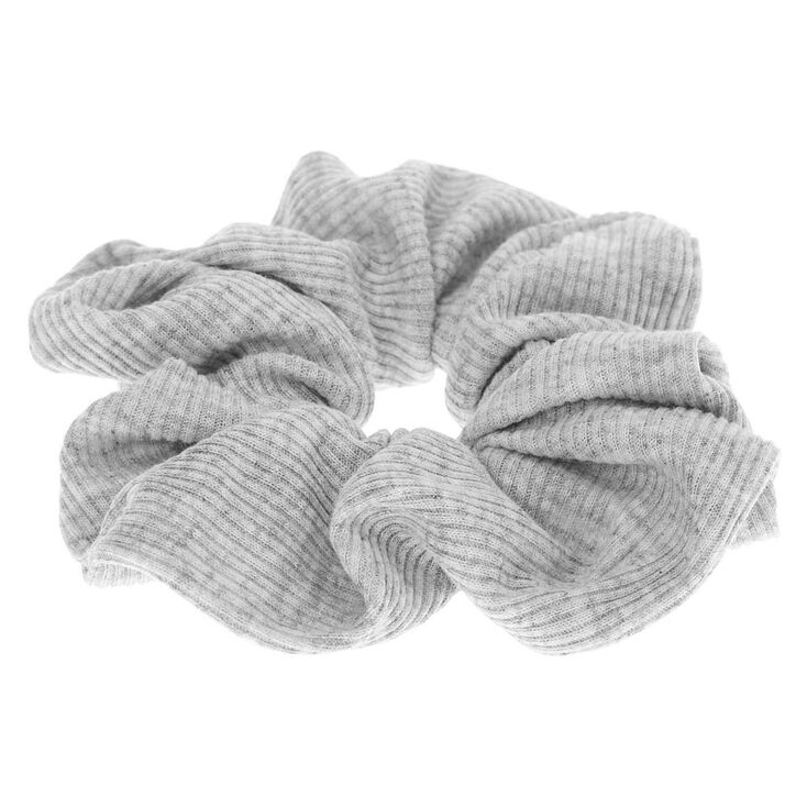 Light Gray Medium Ribbed Hair Scrunchie,