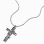 Silver Snake Cross Pendant Necklace,