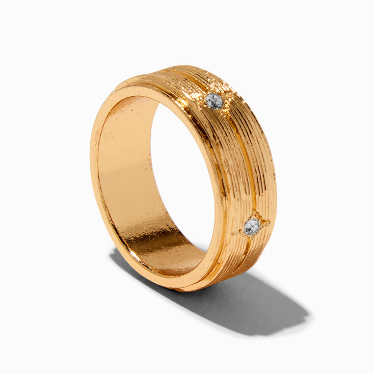 Gold-tone Crystal Textured Band Ring,