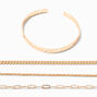 Gold Chain &amp; Heart Cuff Bracelet Set - 4 Pack,