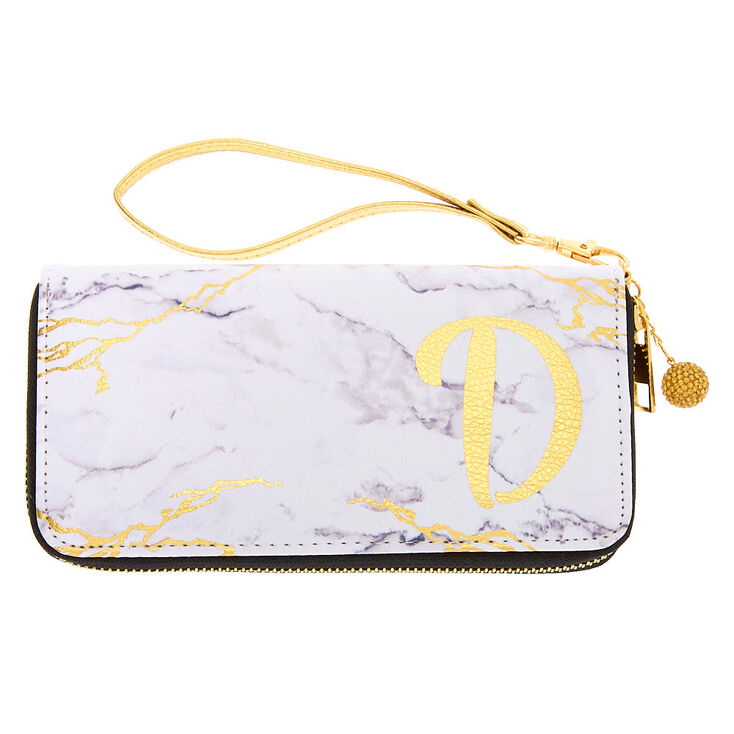 Marble Initial Wristlet - D,