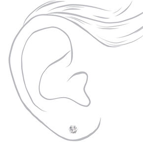 Silver Cubic Zirconia Round Stud Earrings - 5MM, 6MM, 7MM,