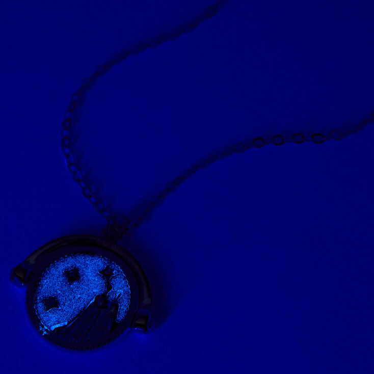 Silver Glow In The Dark Zodiac Spinning Pendant Necklace - Gemini,