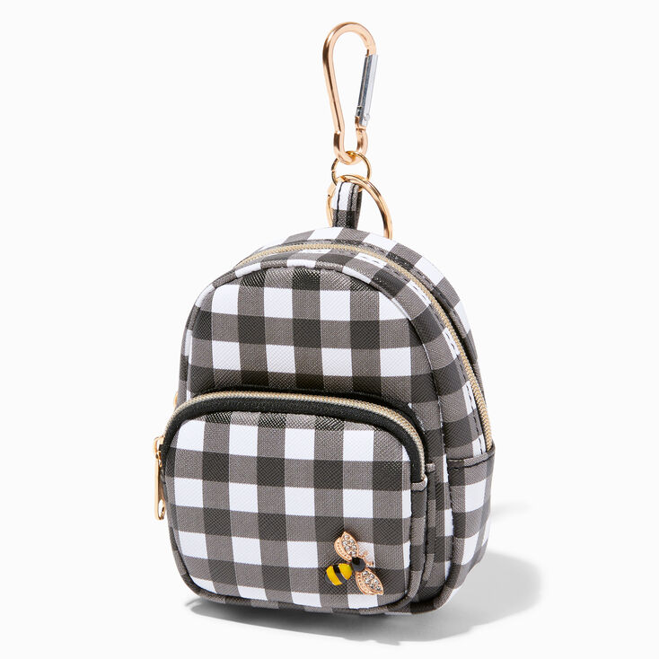 Bumblebee Black Gingham Mini Backpack Keychain