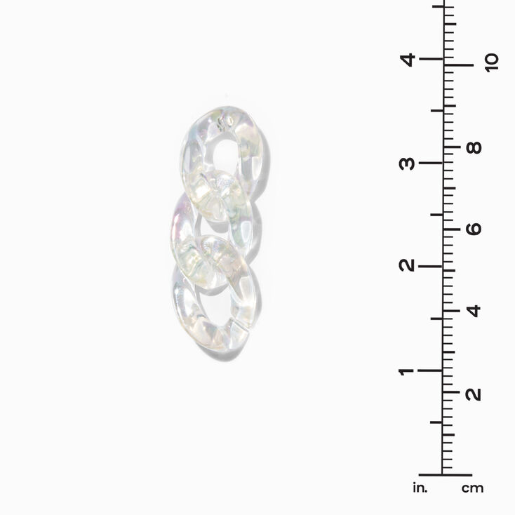 Clear Iridescent Chain Link 2&quot; Drop Earrings,