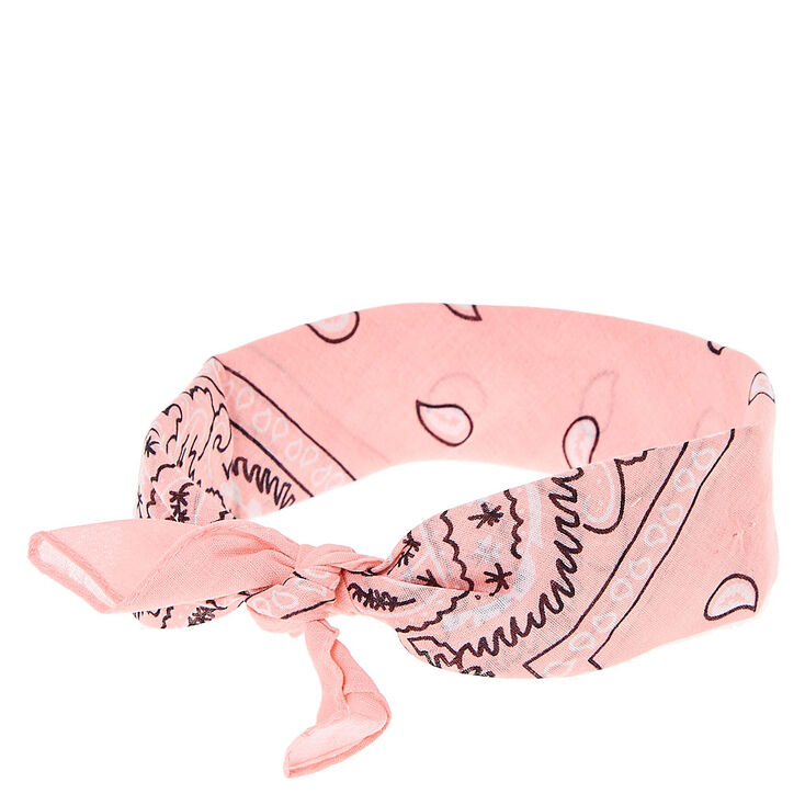 Paisley Bandana Headwrap - Light Pink,