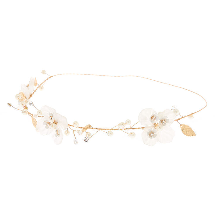 Gold Flower Crown Headwrap - White,