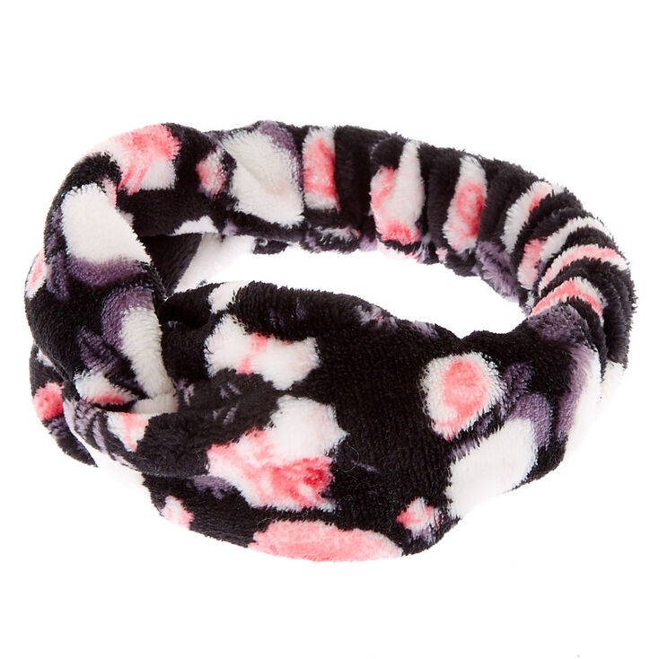 Floral Knotted Makeup Headwrap - Black,
