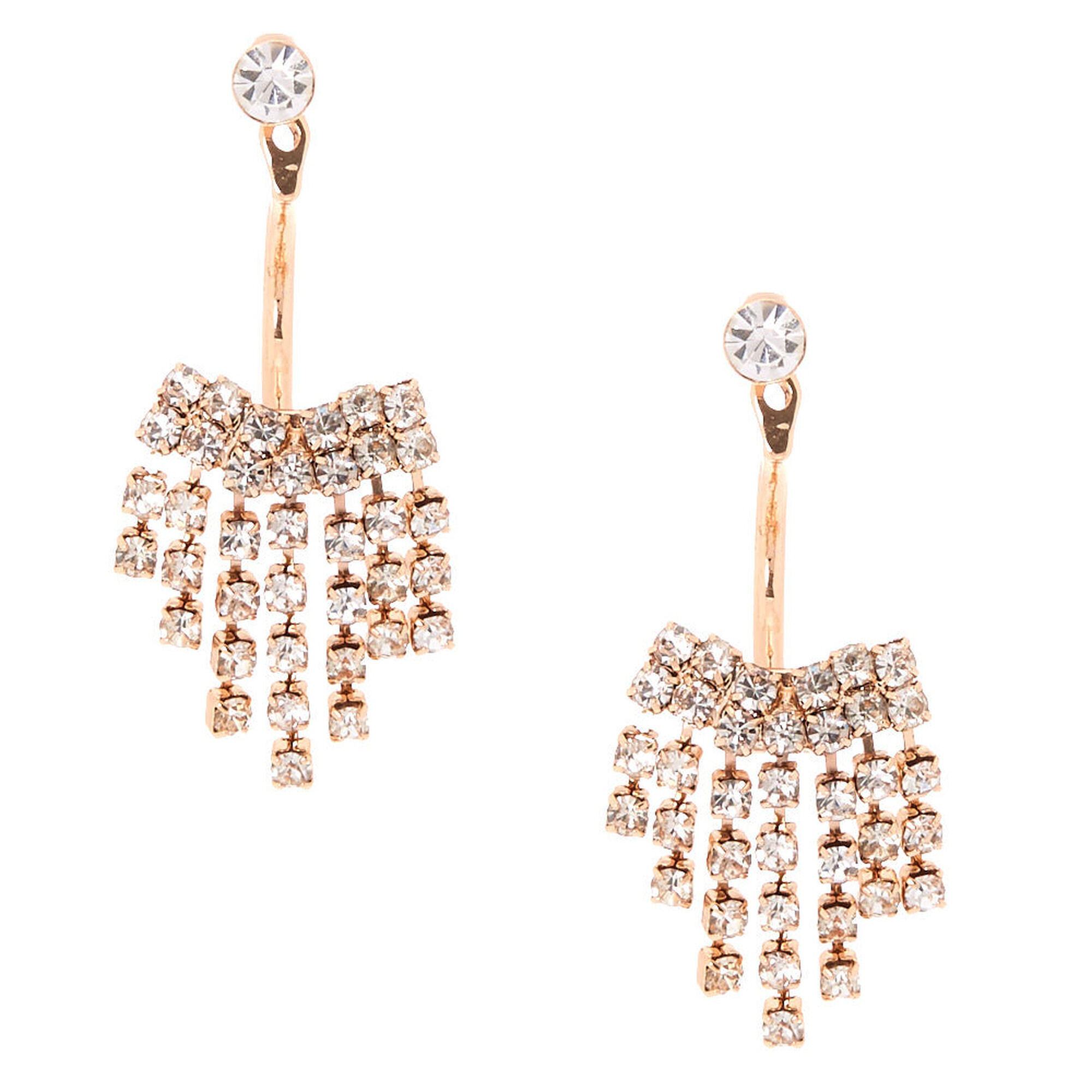 Rose Gold Dangle Ear Jacket Earrings | Icing US