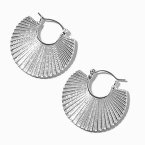 Silver-tone Ridged Disc 40MM Hoop Earrings,