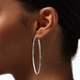 Silver Textured 70MM Hoop Earrings,