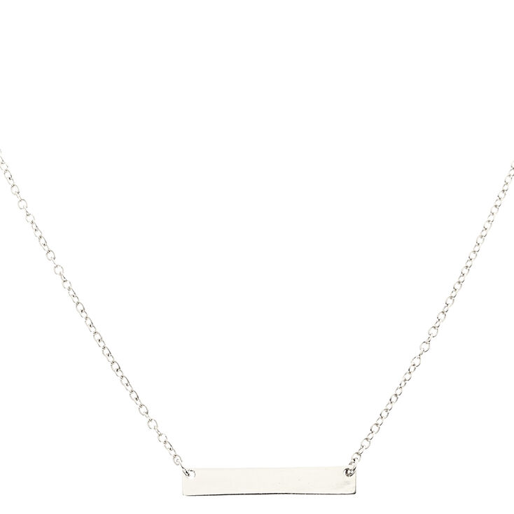 Silver Bar Pendant Necklace,