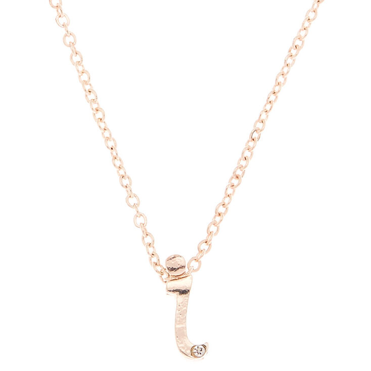 Rose Gold Cursive Initial Pendant Necklace - I,