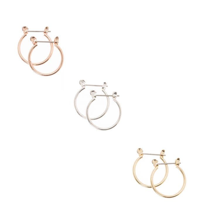 Mixed Metal Stud & Mini Hoop Earrings,