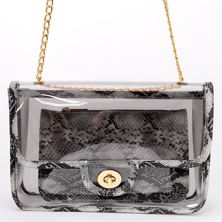 Clear Snakeskin Crossbody Bag,