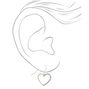 Silver 1&quot; Simulated Crystal Heart Drop Earrings,