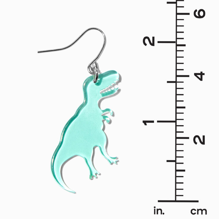 Green T-Rex Dinosaur 1.5&quot; Drop Earrings,