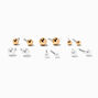 Gold Graduated Ball &amp; Pearl Earrings Set - 6 Pack,