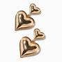Gold-tone Bubble Heart 1&quot; Drop Earrings,