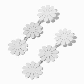 Matte White 2&quot; Daisy Linear Drop Earrings,