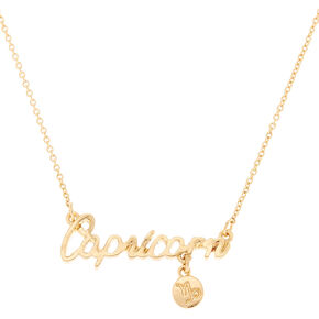 Gold Zodiac Pendant Necklace - Capricorn,