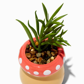 Mushroom Planter With Faux Succulent,
