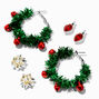 Christmas Wreath, Lights, and Bow Mixed Earrings - 3 Pack,