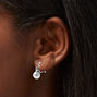 Silver-tone Pearl 0.5&quot; Clip-On Drop Earrings,