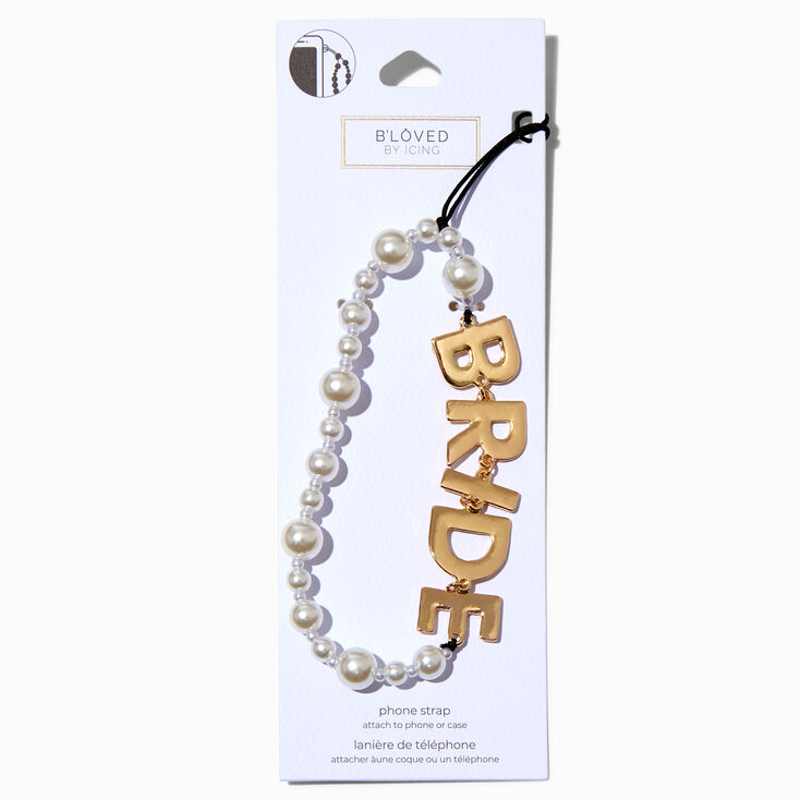 Pearl &amp; Gold Bride Beaded Phone Wrist Strap,