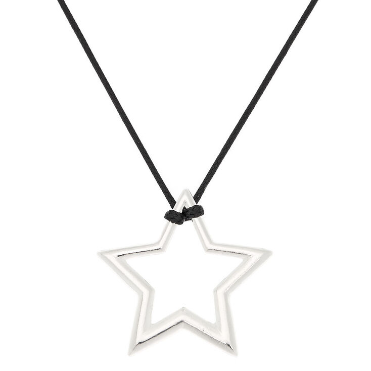 Silver Star Long Pendant Necklace,