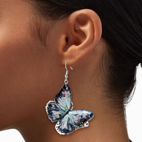 Black Filigree Butterfly 3D 2&quot; Drop Earrings,