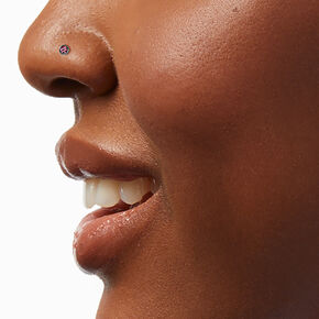 Silver-tone Stainless Steel Pastel Stone 20G Nose Studs - 6 Pack,