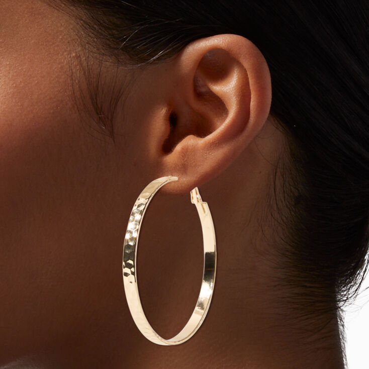 Gold-tone Hammered 60MM Hoop Earrings,