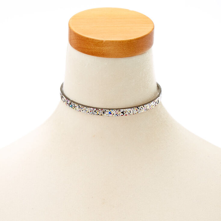 Glitter Metal Choker Collar Necklace,