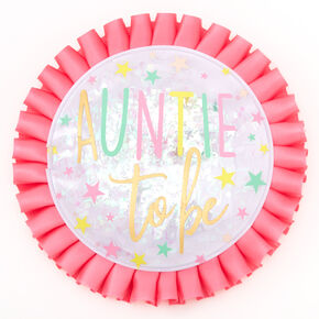 Auntie To Be Twinkle Star Button - Pink,
